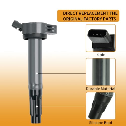 Image of 4PCS UF487 Ignition Coil Pack Compatible with Toyota Avalon 2.5L 2013-2018, Camry 2010-2017 / RAV4 2009-2018 for Toyota RAV4 2.5L, Lexus ES300h /NX300h 2.5 Spark Plugs# 90919-A2007 90919-02255