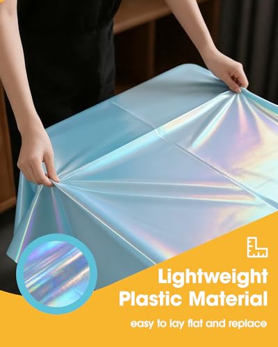 Image of Niuara Iridescent Blue Plastic Table Cloth - 4 Pack 54 inch x 108 inch Rectangle Disposable Tablecloths for 6FT Tables, Table Cover for Party, Holiday & Gathering Use