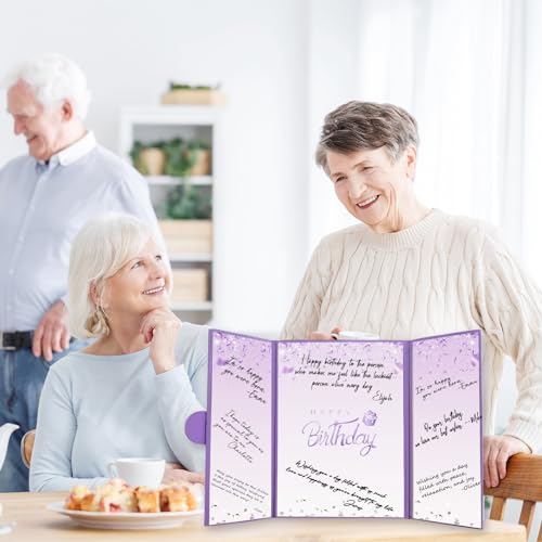 Image of Crenics Purple Happy Birthday Decorations, Creative Birthday Guest Sign in Book Alternative, Birthday Signature Book 12 inch x 18 inch, Great Birthday Gifts for Women or Girls