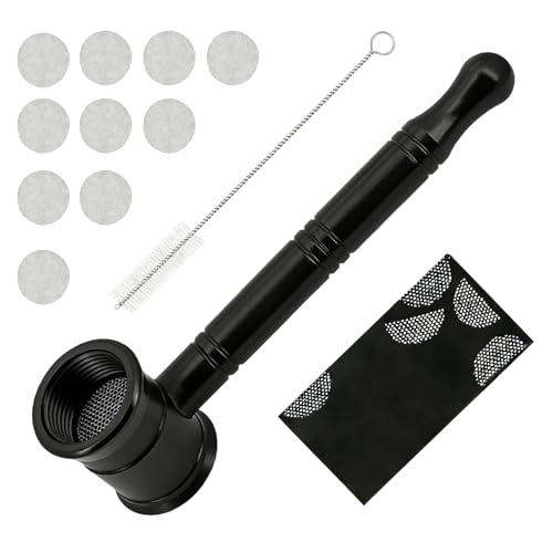 Pfeife mit Edelstahlsiebfiltern und Reinigungsbürsten Kleine Tragbare Rauchpfeife Zerlegbare Metallpfeifen mit 10 EdelstahlSiebfiltern und 1 Reinigungsbürsten Geschenk für Vater Freunde