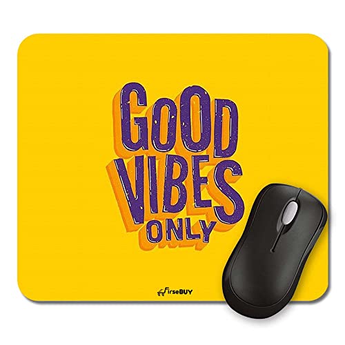 Image of Rectangle Mouse Pad, Anti Slip Rubber Good Vibes Only Motivational Mousepads Desktops Gaming Mouse Mat Customized Designed for Home and Office, 8.6 X 7.08 Inches