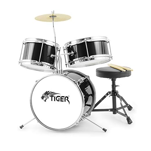 Tiger JDS7-BK - Batería de 3 piezas, color negro