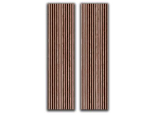 HPFloor Acoustic Panels, Wood, 240 x 60 cm, Walnut, Set of 2, Wall Cladding Wood MDF Slat Wall, Oak, Wall Panels, Wooden Wall on Black Felt for Sound Insulation, Wooden Panels Wall 21 mm