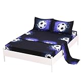SDIII 4PCS Soccer Sheets Set Twin, Soft Microfiber Sports Bedding Sheet, Fade Resistant, Hotel Luxury Sport Bed Sheet for Boys Girls Kids Teens