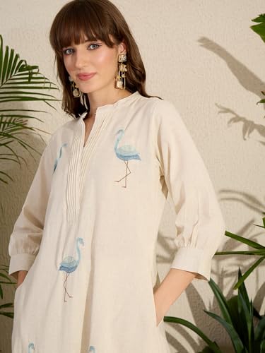 Image of INDO ERA Women's Pure Cotton Animal Solid A-Line Kurta & Pant Set | Cord Set For Women Cotton