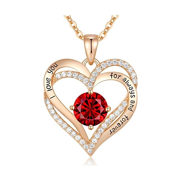 CDE Forever Love Heart Necklaces for Women, Wedding Anniversary, Birthday Gift for Wife, S925 Silver Jewelry with Birthstone Pendant, Ideal Chrismas Valentine's or Mothers Day Gifts for Her