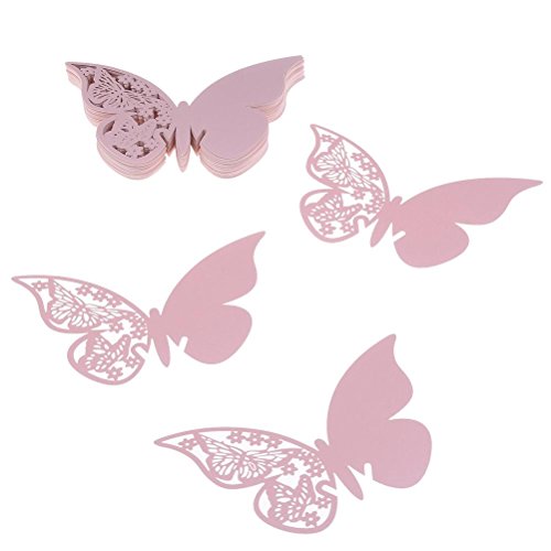 Eshylala 100 Pcs Butterfly Wine Glass Cards Laser Cut Name Place Cards Wine Cup Decoration Postcards Wedding Centerpieces Table Decoration (Pink&Purple) #TOP1