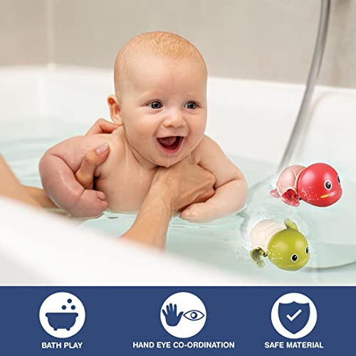 Image of Wembley Swimming Turtle Bath Toys for Toddlers Kids Cute Floating Wind Up Water Toys for Babies 1 2 3 4 5 Years Boy Girl New Born Baby Bathtub Pool Toys Gift for Baby, Pack - 2