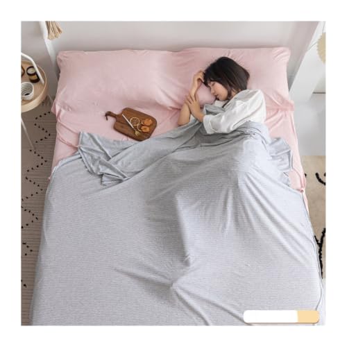 Saco de Dormir Forro 100% Algodón Tejido Sábana de Viaje for Hoteles Capa Suave for Dormir Saco de compresión Adulto Ultraligero portátil for Acampar Viaje de Negocios(Pink-gray,160x210cm-63x82')