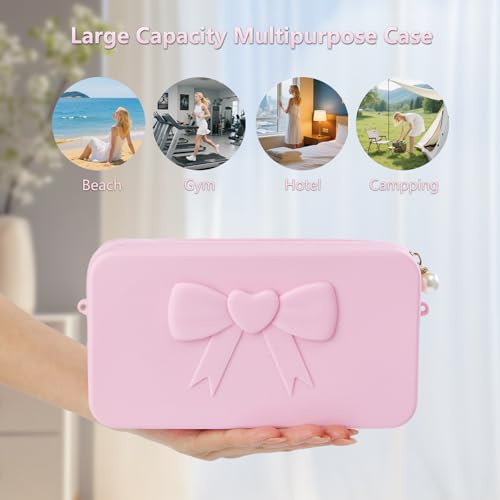 Mao'er Heart-Shaped Bows Pearl Shoulder Bags, Crossbody Purses, Clutches, Makeup Organizers for Everyday Essentials4