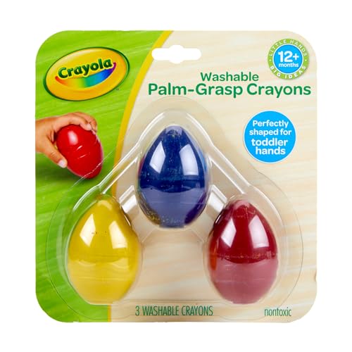 Crayola My First Palm Grasp Crayons, 3 Count, Washable Toddler Crayons, Age 12 Months & Up