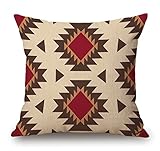 Tribal Southwestern Decorative Throw Pillow Cover Ethnic Fashion Ornament Cotton Linen Pillow Case Square Cushion Covers for Couch Sofa 18 x 18 Inch