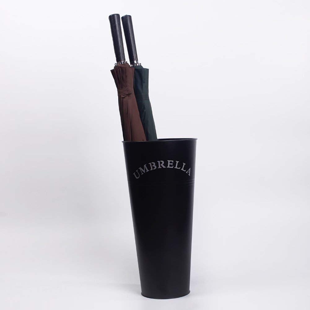 HYLYGFH Stylish Black Iron Umbrella Stand - Round Storage Bucket for Home, Balcony & Corridor - Perfect for Walking Sticks & Umbrellas - Space-Saving Design