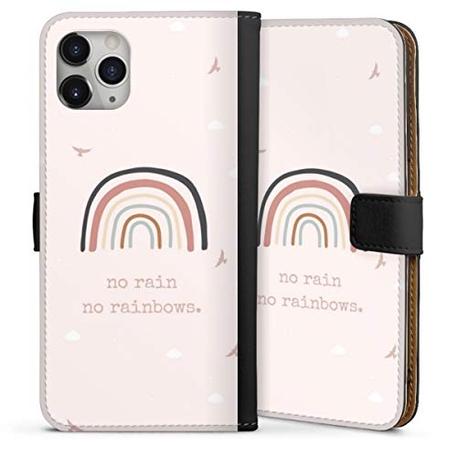 DeinDesign Custodia a Portafoglio Compatibile con Apple iPhone 11 PRO Max Custodia per Cellulare di Similpelle Nera Cover a Libro Arcobaleno Aforismi Statement