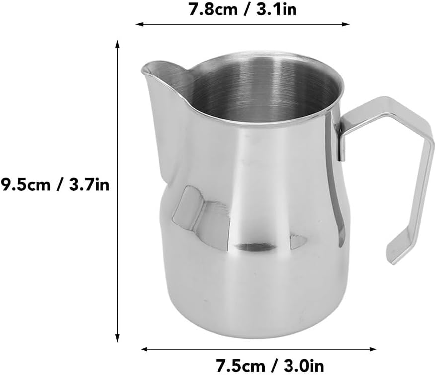 350ml 304 Stainless Steel Milk Frothing Pitcher with Olecranon Spout Leak-Proof and Heat Resist for Latte Art(Silver)