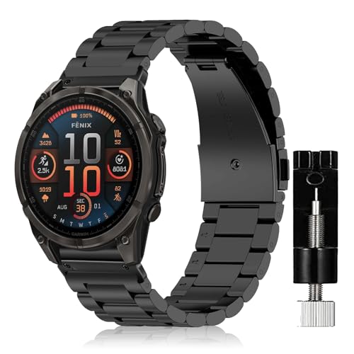 #Commissioniguadagnate<br>QuickFit 22mm Cinturino Compatibile con Garmin Fenix E 47mm/Fenix 8 47mm/Fenix 7 Pro/Epix (Gen 2)/Fenix 7 Metallo Bracciale per Garmin Fenix 6 GPS/Fenix 6 Pro GPS/Fenix 5/Epix - Nero