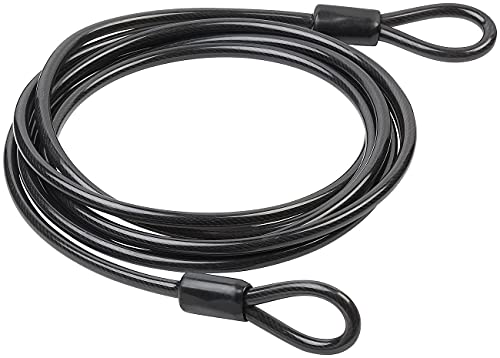 Foto von AGT Fahrradschloss Seil: Wetterfestes Profi-Stahlseil mit Vorhängeschloss, ummantelt, 5m, Ø 1cm (Fahrradschloss Stahlseil, Stahlkabel, Drahtseil)