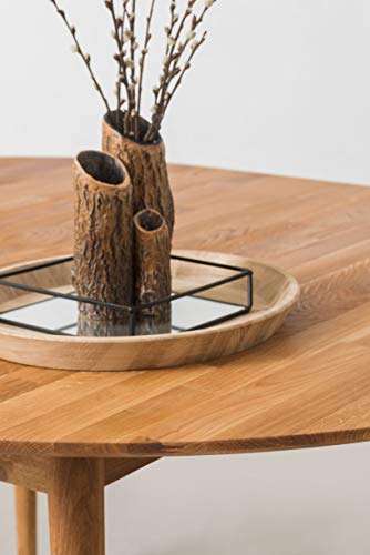 NORDICSTORY Escandi 4 eettafel, uittrekbaar, rond, 120-155 cm, massief hout, eiken, ideaal voor keuken, woonkamer… - Image 5