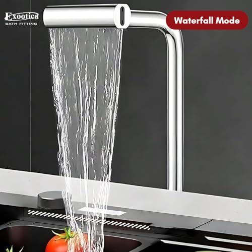 Image of Durable Brass Build Multi-Flow Kitchen Sink Mixer | Wall-Mounted Premium Chrome Finish Faucet - Smooth Operation