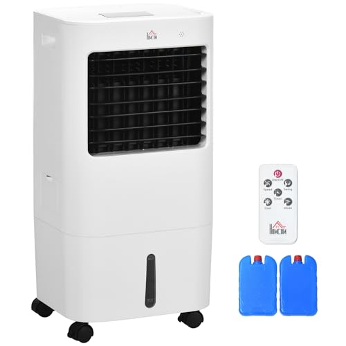 HOMCOM Refroidisseur d'Air Portable 3 en 1 avec Ventilateur par Évaporation, Réservoir d'Eau 15 L, Oscillation 60°, Télécommande, 3 Modes, Minuterie 8H,...