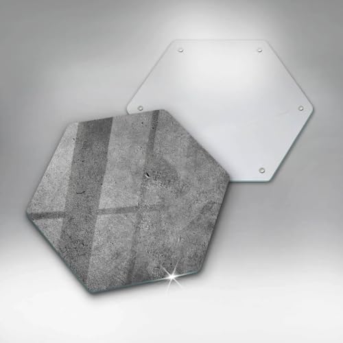 Planche à Découper Hectagonale 40cm Texture Pierre Béton Wallfluent Cuisson
