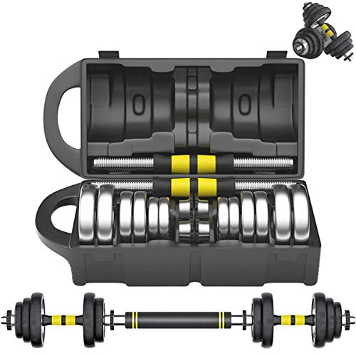 Juego de Mancuernas para Hombres Pesas Ajustables Mancuernas Juego de Barra con Pesas para Gimnasio en Casa Ejercicio Galvanoplastia Mancuernas en Caja con Tuerca de Actualización 15-(Size:15kg/33lbs)