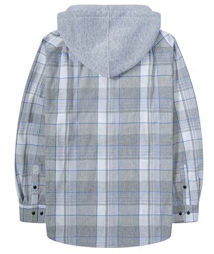 Image of Hooded Flannel Shirts for Men Plaid Long Sleeve Flannel Jacket Hoodies