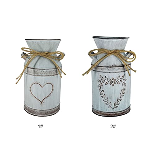 KKcare Vaso de ferro galvanizado com corda estilo vintage rústico para decoração de casa