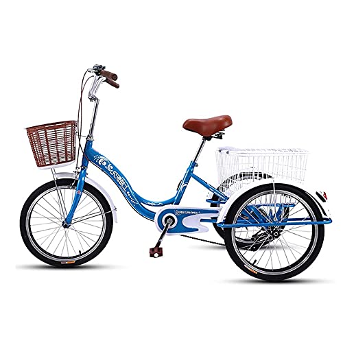 Triciclo adulto de 3 ruedas de 20 pulgadas con faro, bicicleta de 1 velocidad, triciclo con canasto para compras, ideal para adultos, mayores, mujeres y hombres, para picnic y deportes al aire libre miniatura 1