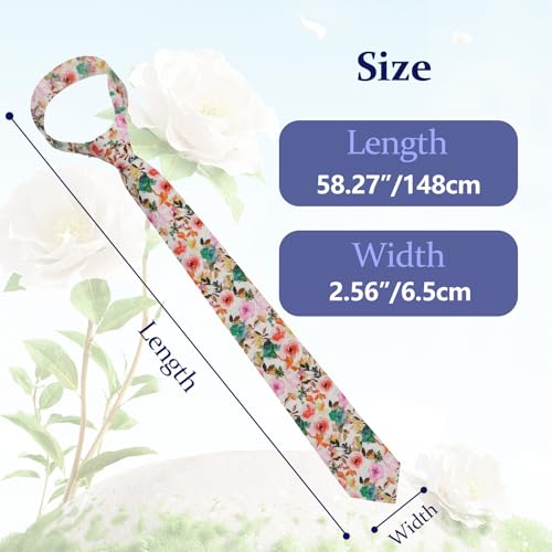 Image of Floral Ties Skinny Tie for Men, Cotton Mens Neckties for Weddings | 2.56'', floral, slim, soft and comfortable, men's neckties for casual, business, party, daily, dating