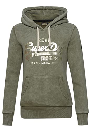 Superdry Damen Verziertes Hoodie Blassolivgrün 36