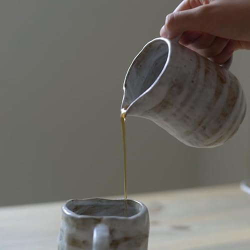 Conjunto de cafeteira para derramar sobre café, em cerâmica vintage rústica, branco natural