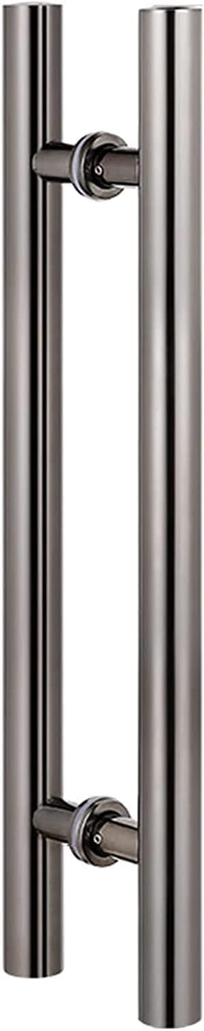 Door Pull Sliding Barn Door Handle Stainless Steel Modern Push Pull Bar Handle Double Sided H Sround Tube Door Handle for Gate Galss Door Wood Door for Home (Black 100 Cm/40 in)