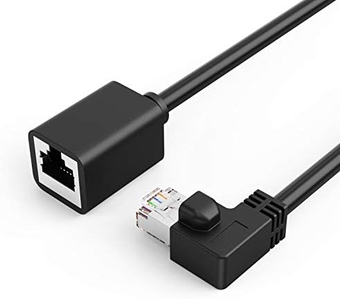 CableCreation Cat6 Shielded Extension Cable Male/Female Right Angle, FTP Cat6 Ethernet Cord Patch Cable,Gold Plated Contact, 0.5m(1.6FT) Black