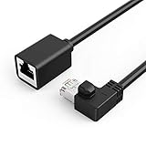 CableCreation Cat6 Shielded Extension Cable Male/Female Right Angle, FTP Cat6 Ethernet Cord Patch Cable,Gold Plated Contact, 0.5m(1.64FT) Black
