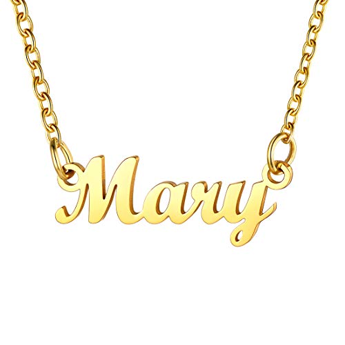 U7 Collier Femme Prénom Mary Plaqué Or Chaîne Fine Ajustable Dorée 45cm/1.5mm Bijou Cadeau Parfait