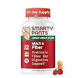 SmartyPants Fiber Supplement & Multivitamin for Men & Women, Prebiotic Fiber Gummies with Omega 3 (DHA/EPA), Vitamin D3, C, Vitamin B12, B6, A, K & Zinc, 90 Count (30 Day Supply)