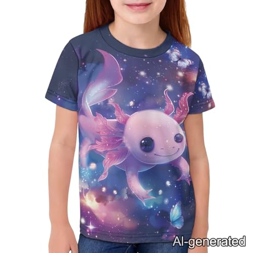 Image of Renewold Kids Novelty T-Shirt for Girls Boys Short Sleeve Crewneck Summer Tee Soft Breathable Graphic Shirt for Age 2-16
