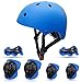 Yuanj Set di Protezioni Sportive per Bambini, Casco Bambini, Ginocchiere Gomitiere e Polso per Pattini a Rotella,Skateboard, Monopattino, Bicicletta e Altri Sport Estremi Adatto per 3-8 Anni - Blu