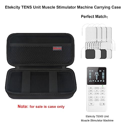 Image of Elonbo Carrying Case for Etekcity TENS Unit Muscle Stimulator Machine, Hard Travel Organize Bag for Electric Pulse Massager, Extra Mesh Pocket Fits Electrode Pads Lead Wires Charger, Black+Black