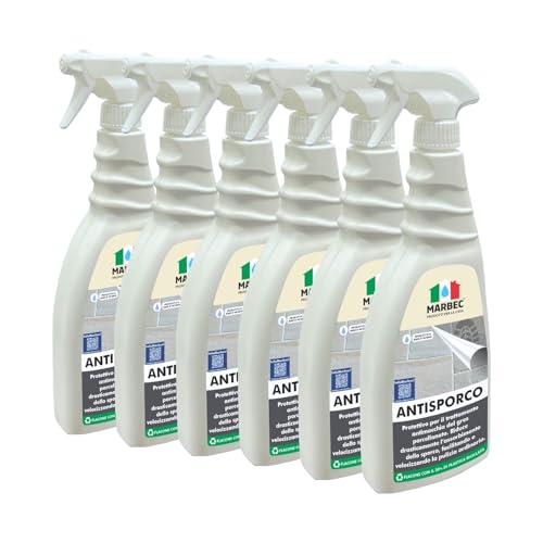 MARBEC Antisuciedad, 750 ml, 6 unidades, protector antimanchas, específico para suelos y revestimientos de gres porcelánico mate, brillante o lapeado.