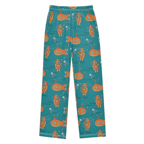 ZZXXB Submarine Diving Boys Long Pants Soft Trousers Elastic Waist Kids Lounge Bottoms with Pockets S-XL
