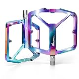 IMPALAPRO Flat Bike Pedals with Reflectors CNC Aluminium 9/16" – MTB Pedals with Extra Wide Platform and Removable Anti-Slip Pins – Lightweight Pedals for Mountain Bike & Road Bike 355 g (neochrome)