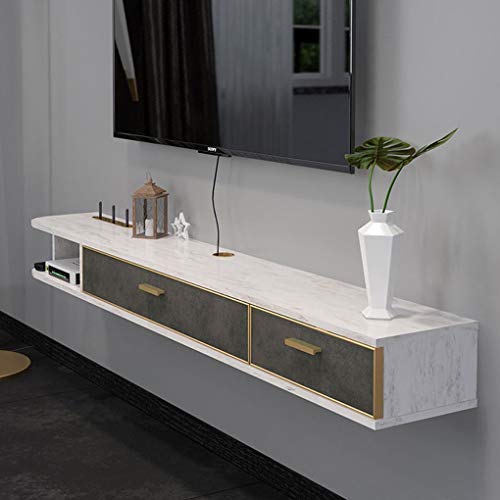 Floating Shelf Hanging Front TV Stand Floating TV Console Wall Mounted Media Console with 2 Drawers and Open Storage Shelf Entertainment Storage Cabinet TV Cabinet