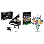 LEGO 21323 Ideas Grand Piano Model Building Set for Adults, Collectible Home Décor Kit & 10313 Icons Wildflower Bouquet Set, Artificial Flowers with Poppies and Lavender