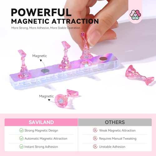 SAVILAND Almond Gel X Nail Kit - Nail Drill Kit U V Lamp for Nail 500PCS Nail Tips and Glue Gel Kit SAVILAND Nail Stand for Press On Nails Display Strong Magnet Fake Nail Holder - Thumbnail 7