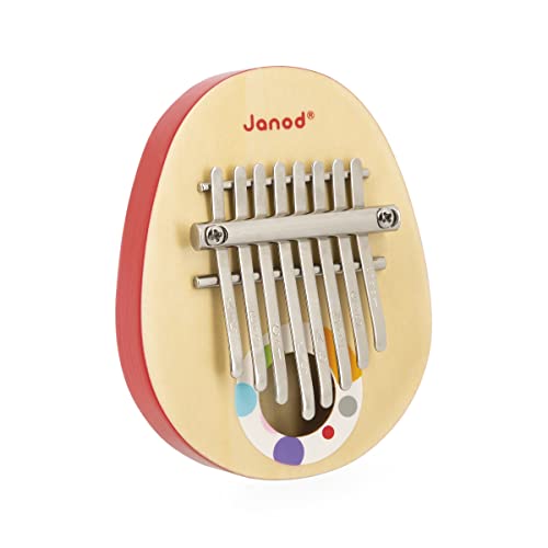Janod - Kalimba de Madera Confetti - Juguete de Imitación y Estímulo Musical - 8 Teclas de Metal - Sonidos Suaves - A Partir de 3 Años, J07642