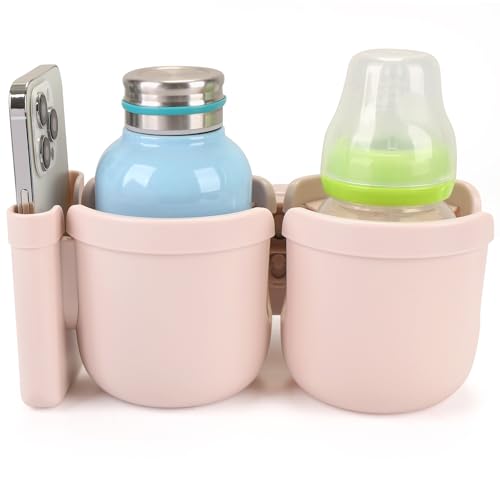 Image of Accmor Stroller Cup Holder with Phone Holder, Bike Cup Holder, Universal Cup Holder for Uppababy Nuna Doona Strollers, 2-in-1 Cup Holder for Walker, Wheelchair, Scooter