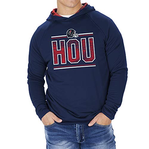 Zubaz Men's NFL Team Color Lightweight French Terry Pullover Hoodie with Static Print Details, Houston Texans, Small