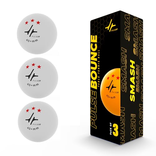 PulseITBounce - High Performance Table Tennis Balls, 40+ for Professional Matches, 3-Star Ping Pong Balls for Kids & Adults Training, Durable ABS Plastic (White) (Pack of 3)